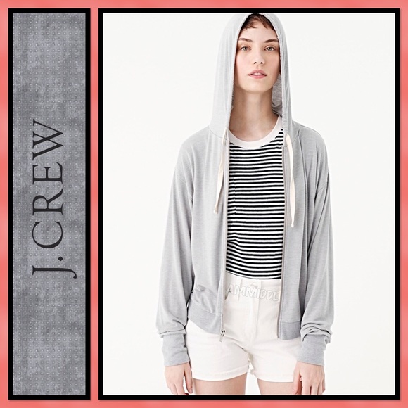 J. Crew Drawstring Zip-Up Hoodie Sweatshirt - Picture 3 of 7